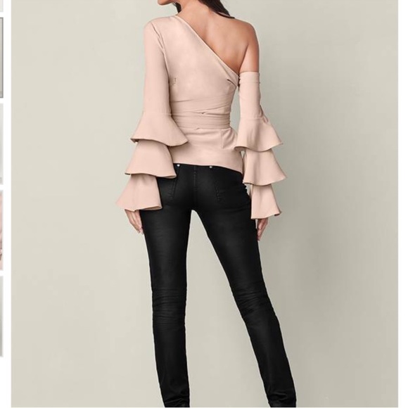 Elegant One-Shoulder Ruffle Sleeve Top new size 6 - Picture 5 of 5